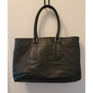 Coach Y2K Hamptons Tote J1G-7757 Black Leather 2001 Top Handle Classic Satchel